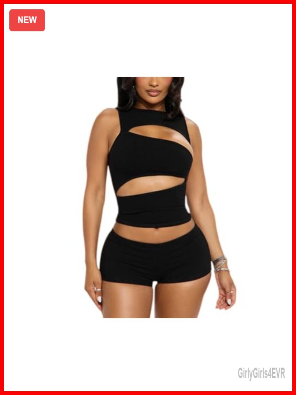 Sexy Hollow Sleeveless Crop Top Bodycon Mini Shorts Set Club Outfit
